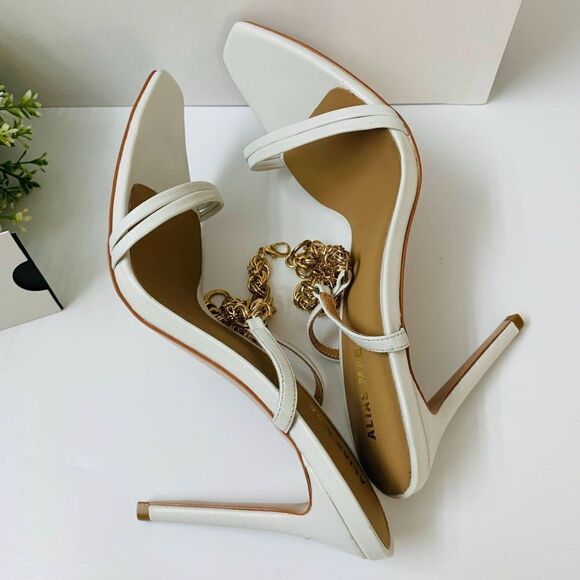 Alias Mae Isha Chain Dress Sandal Size 39EU / 8US Ivory Ankle Strap - Picture 5 of 12